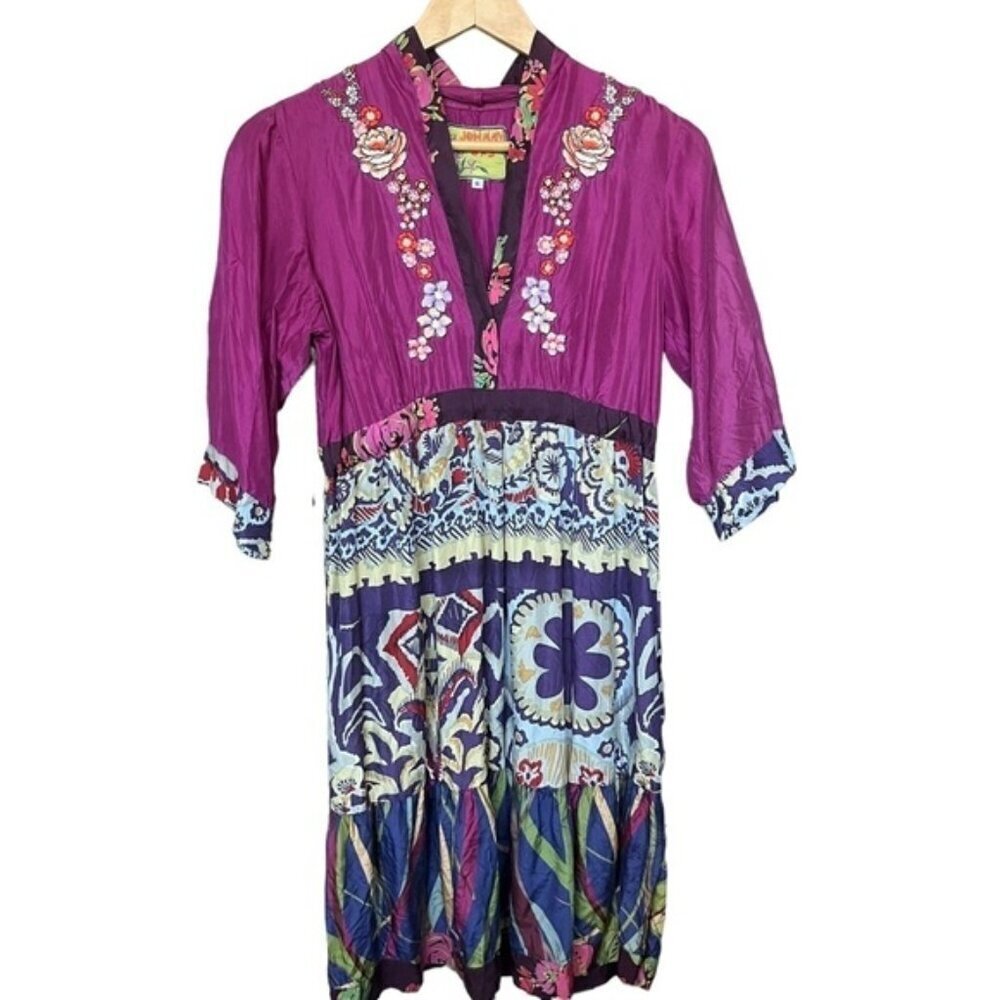 Johnny Was Floral Embroidered Dress Women Size Small